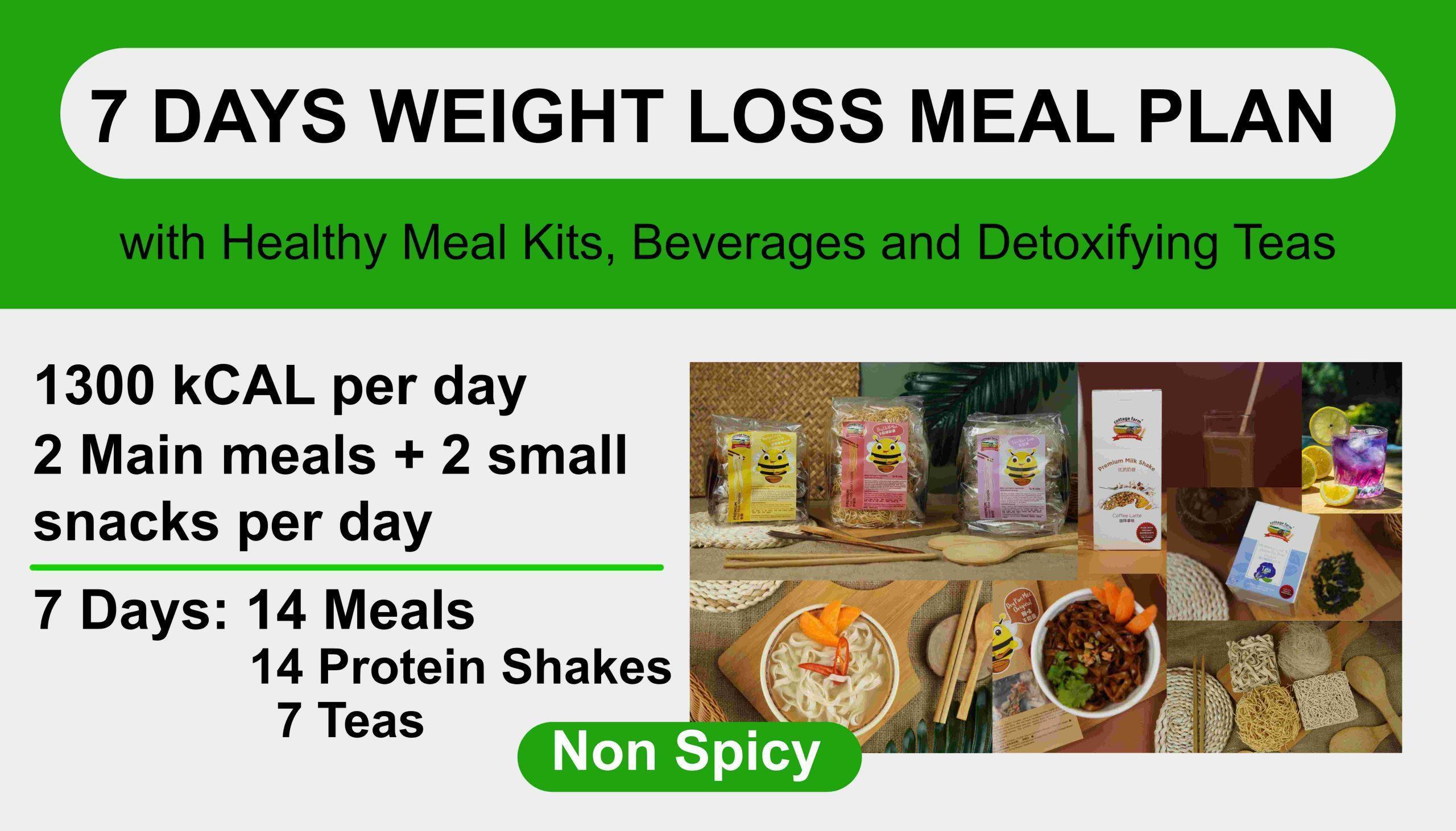 7 Days Weight Loss Meal Plan Non-Spicy 1300kCAL